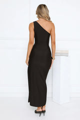 Evening Enchantress One Shoulder Maxi Dress Black