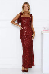 Bright Stars Sequin Maxi Dress Burgundy