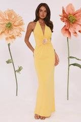 Meadow Daze Halter Maxi Dress Yellow
