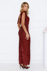Bright Stars Sequin Maxi Dress Burgundy