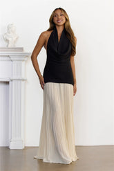 Luxe Behaviour Cowl Neck Halter Maxi Dress Black