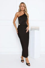 Evening Enchantress One Shoulder Maxi Dress Black