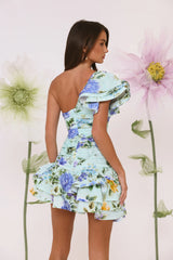 Secret Meadow One Shoulder Mini Dress Print