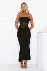 Kissable Strapless Mesh Maxi Dress Black