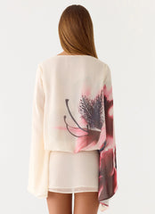 Junia Long Sleeve Mini Dress - Velvet Bloom