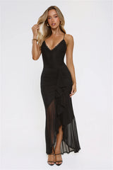 Whispered Dreams Mesh Maxi Dress Black