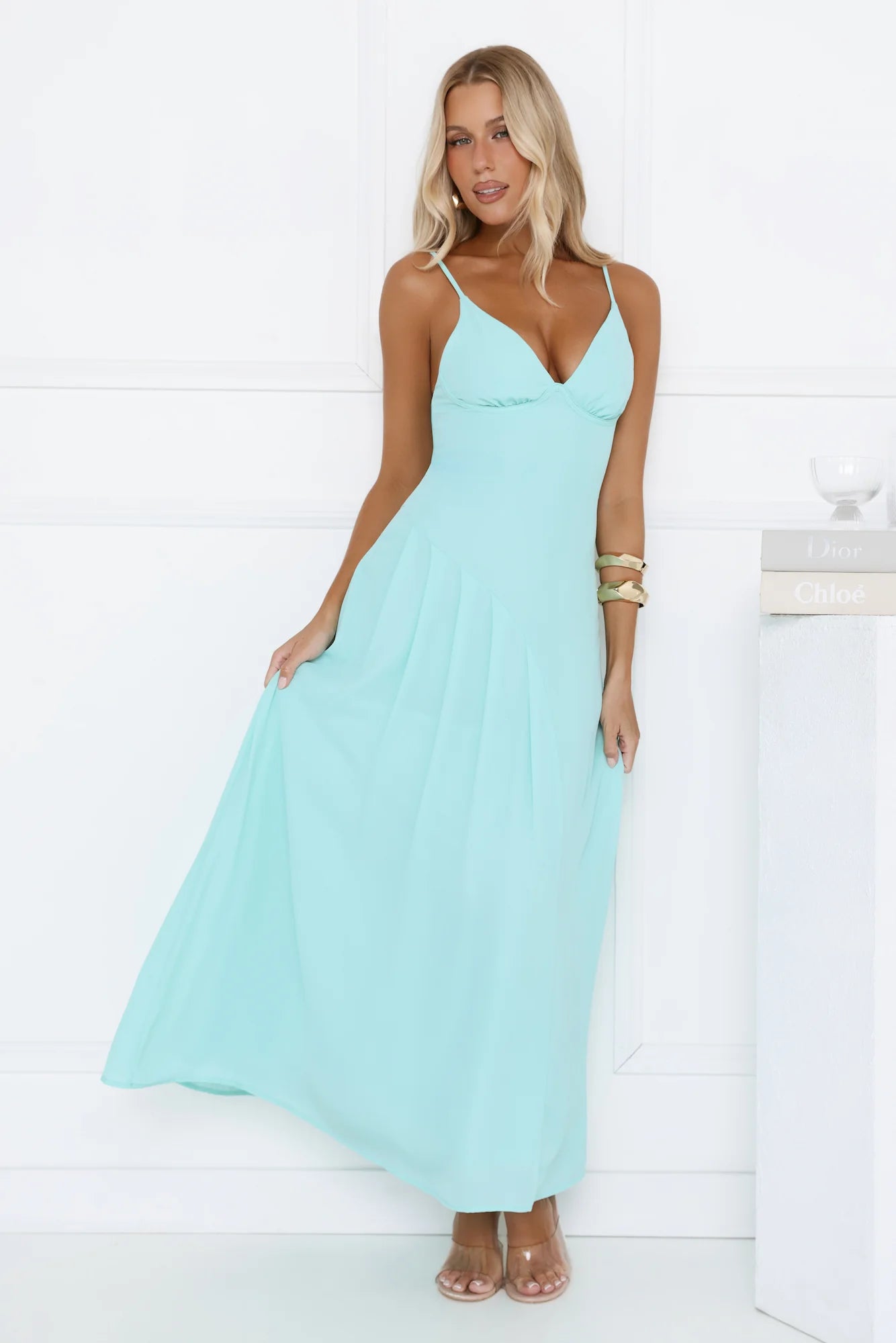 Gilded Whisper Maxi Dress Blue