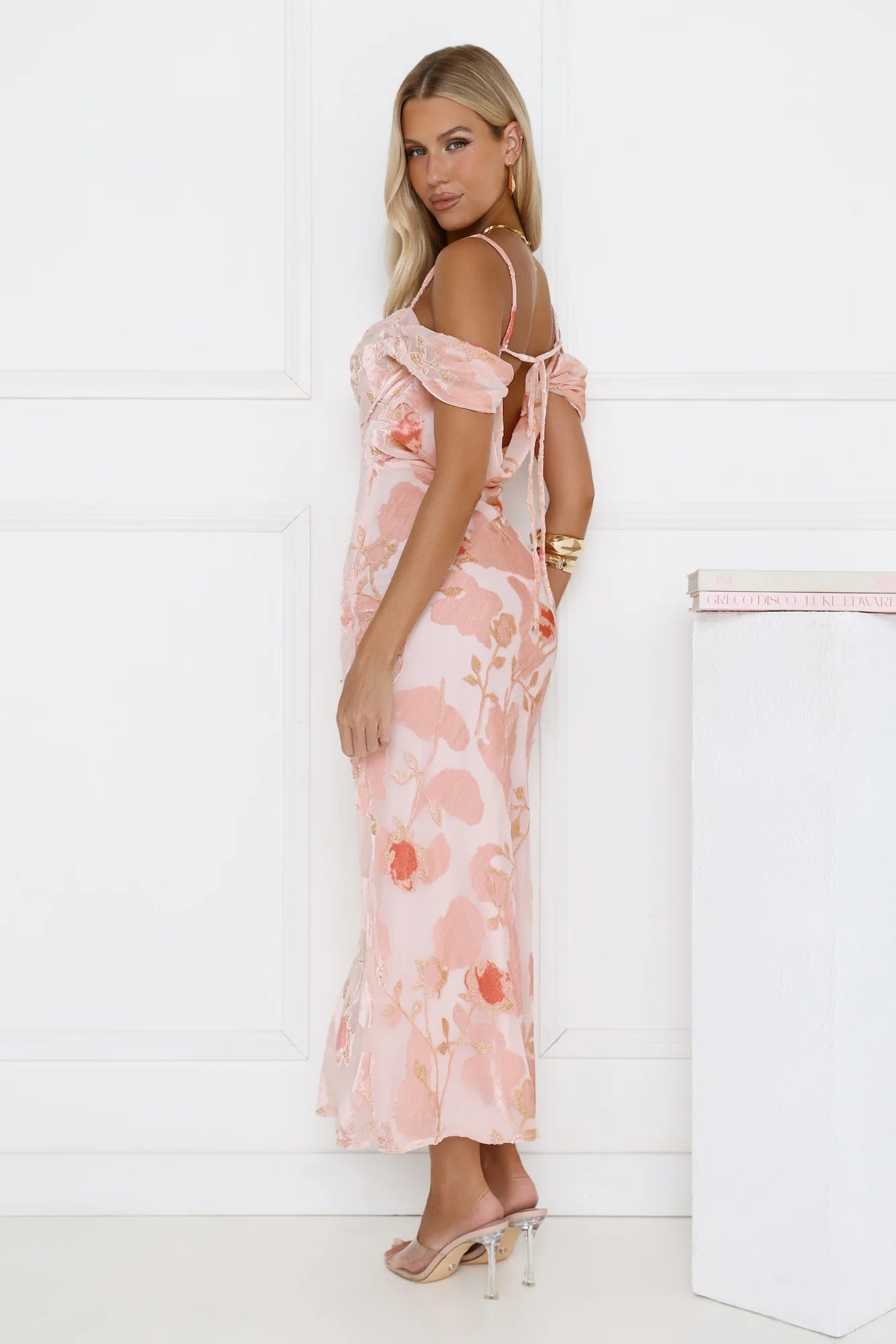 Garden Romance Off Shoulder Maxi Dress Pink