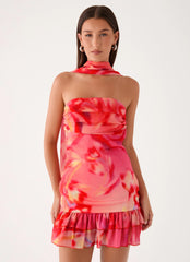 Manon Scarf Mini Dress - Sun Blushed Bloom