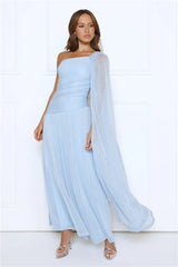 Midnight Spin One Shoulder Maxi Dress Blue