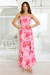 Evening Serenade One Shoulder Maxi Dress Pink