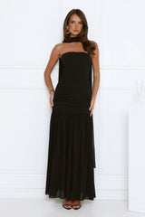 Soir茅e Glow Strapless Maxi Dress Black
