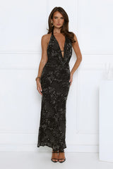 Precision Dressing Embellished Halter Maxi Dress Black