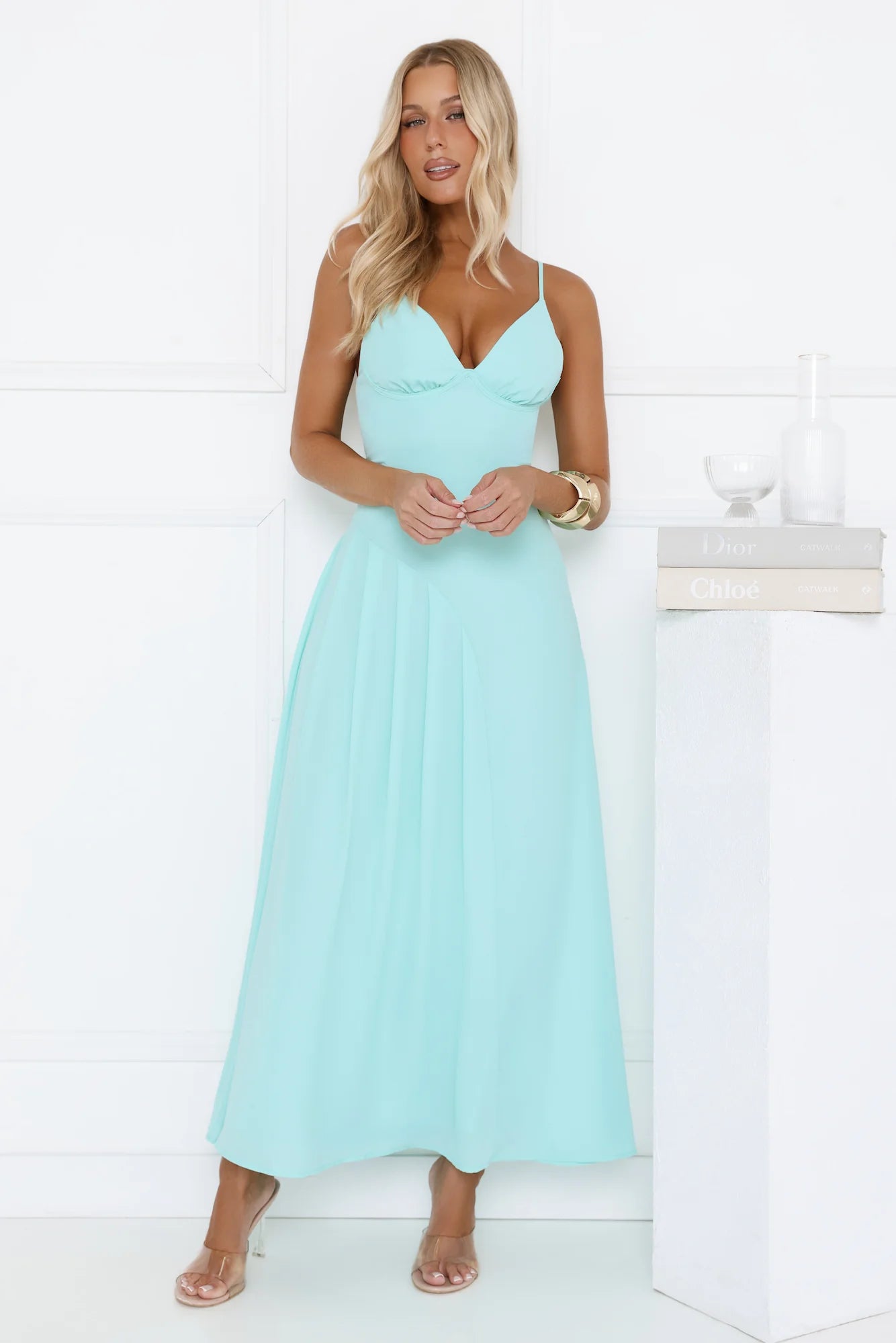 Gilded Whisper Maxi Dress Blue