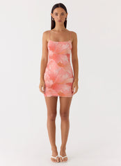 Liyah Beaded Mini Dress - Papaya