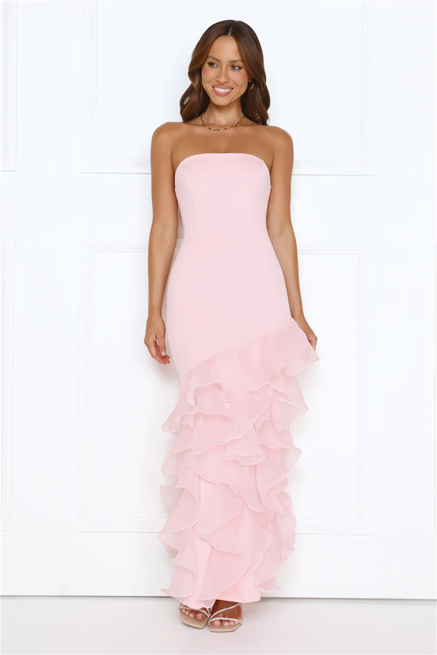 Lullaby Glow Strapless Maxi Dress Pink