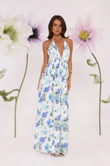 Garden Of Light Halter Maxi Dress Blue