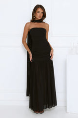 Soir茅e Glow Strapless Maxi Dress Black