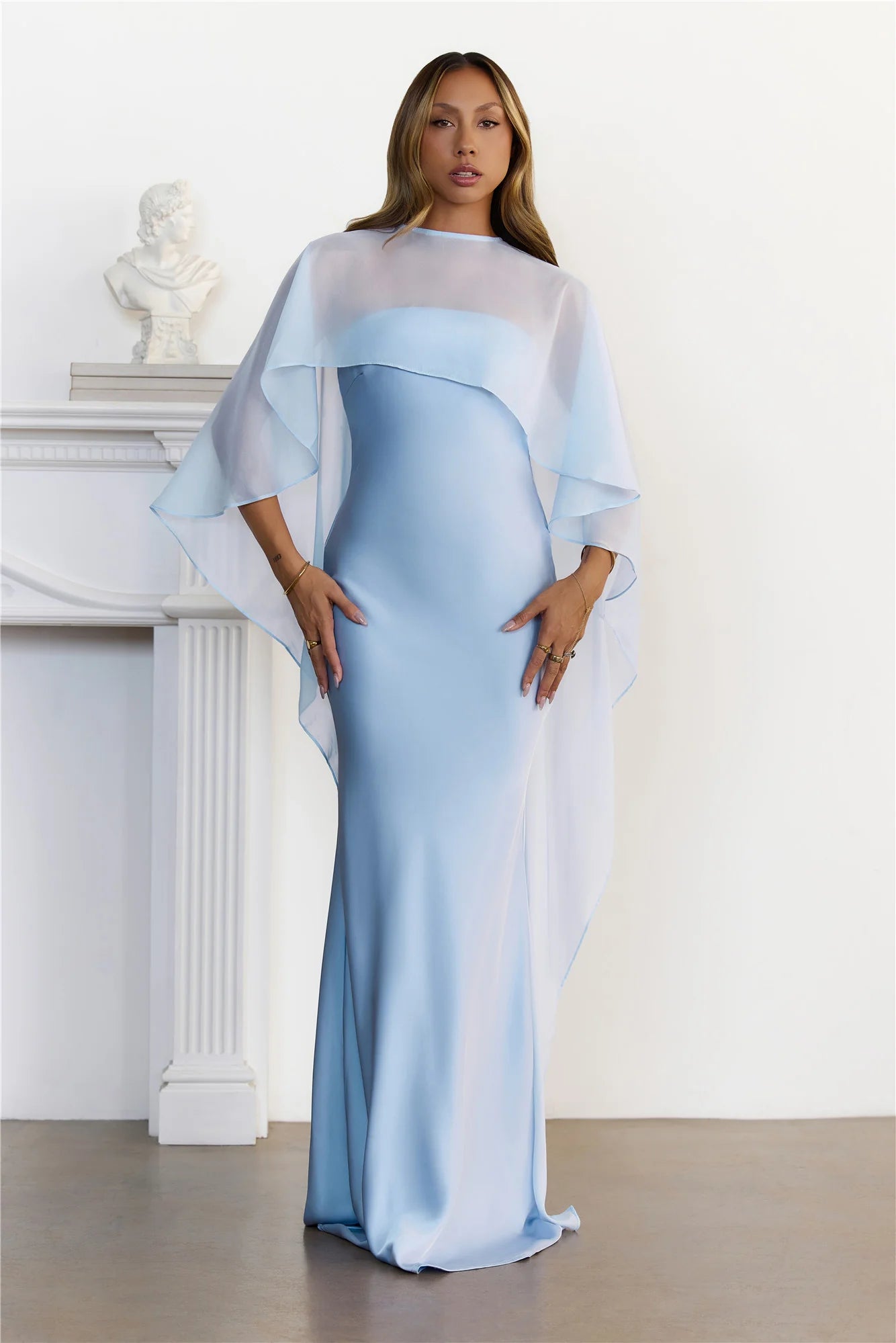 Love Locked In Sheer Overlay Maxi Dress Blue