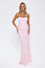Aurora Serenade Halter Maxi Dress Pink