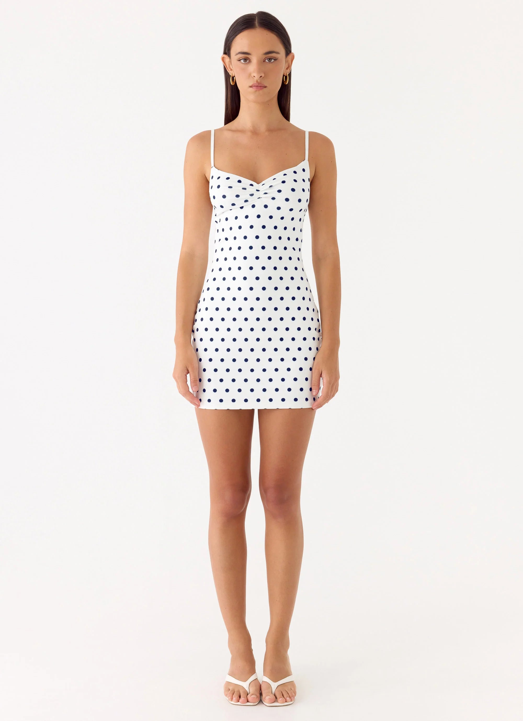 Last Light Mini Dress - Porcelain Blue Polka Dot