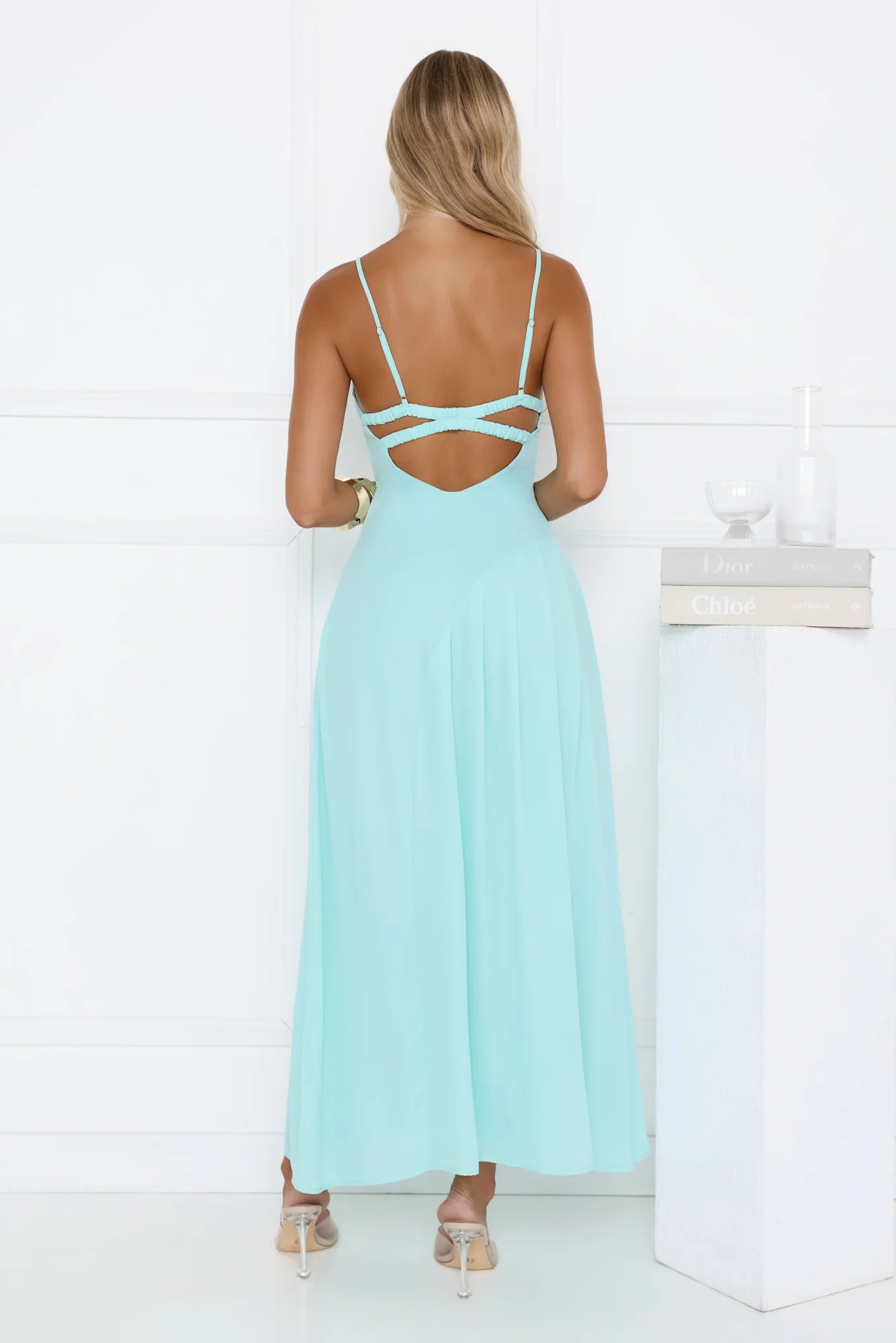 Gilded Whisper Maxi Dress Blue