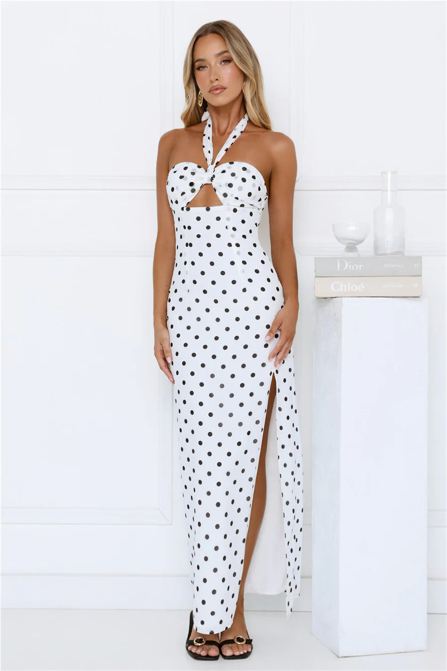 Chic Days Strapless Polka Dot Maxi Dress White