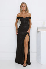Exclusive Guest List Off Shoulder Maxi Dress Black