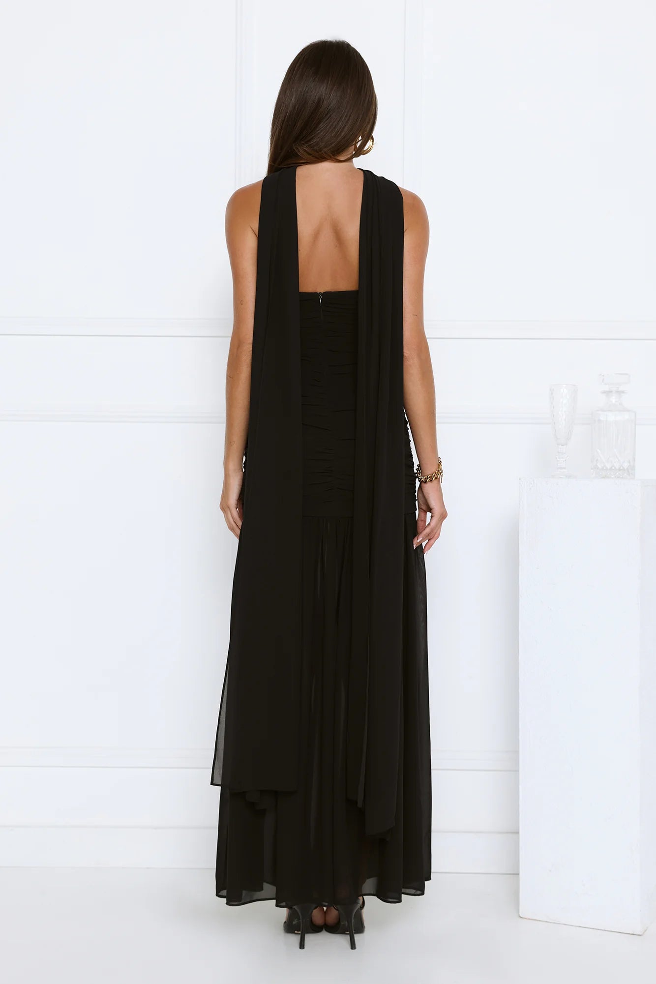 Soir茅e Glow Strapless Maxi Dress Black