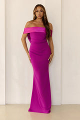 The Sleek Soir茅e Off Shoulder Maxi Dress Plum
