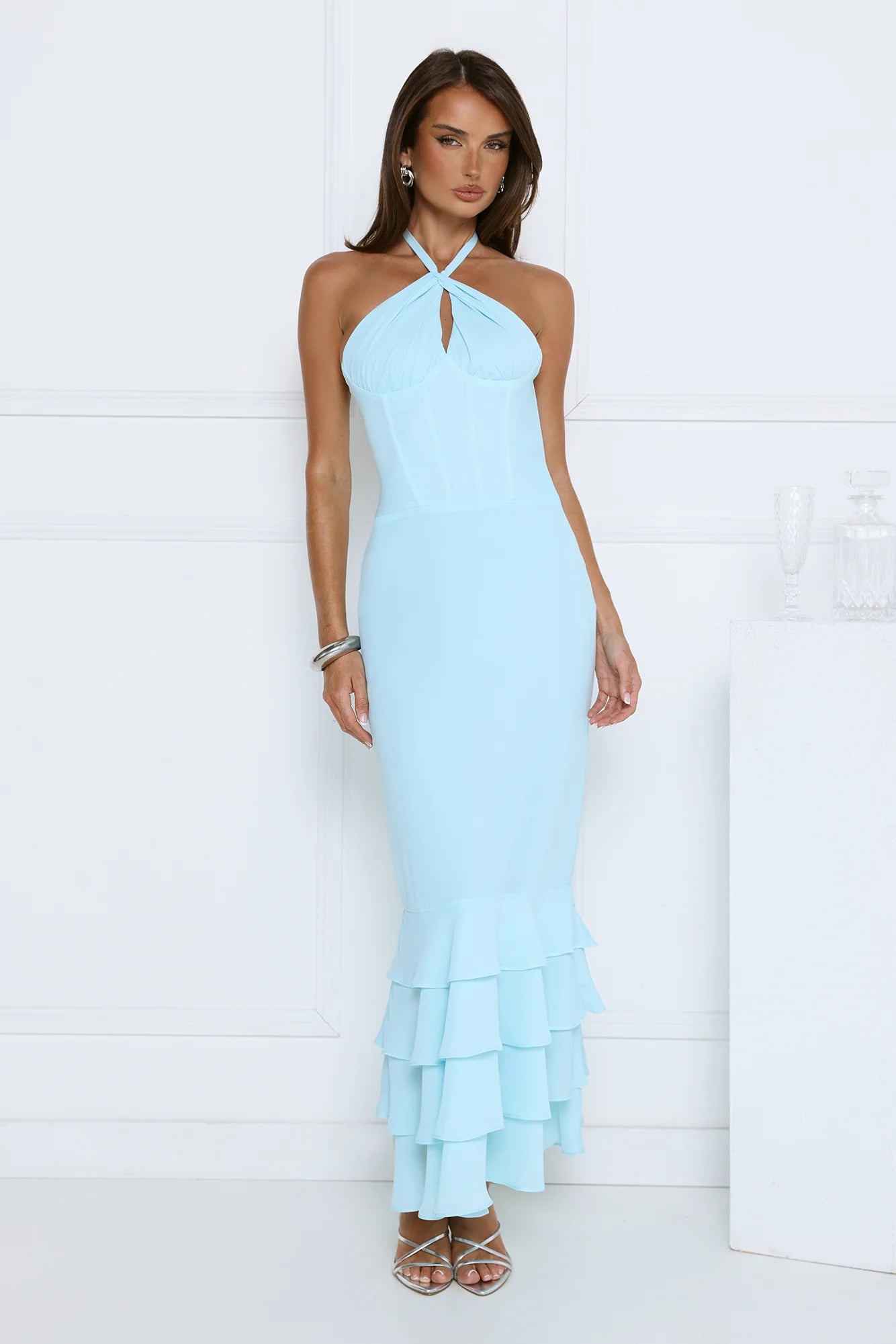 The Cool Standard Halter Maxi Dress Blue