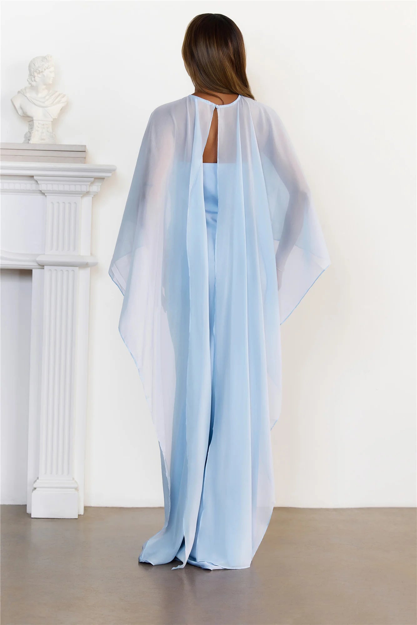 Love Locked In Sheer Overlay Maxi Dress Blue
