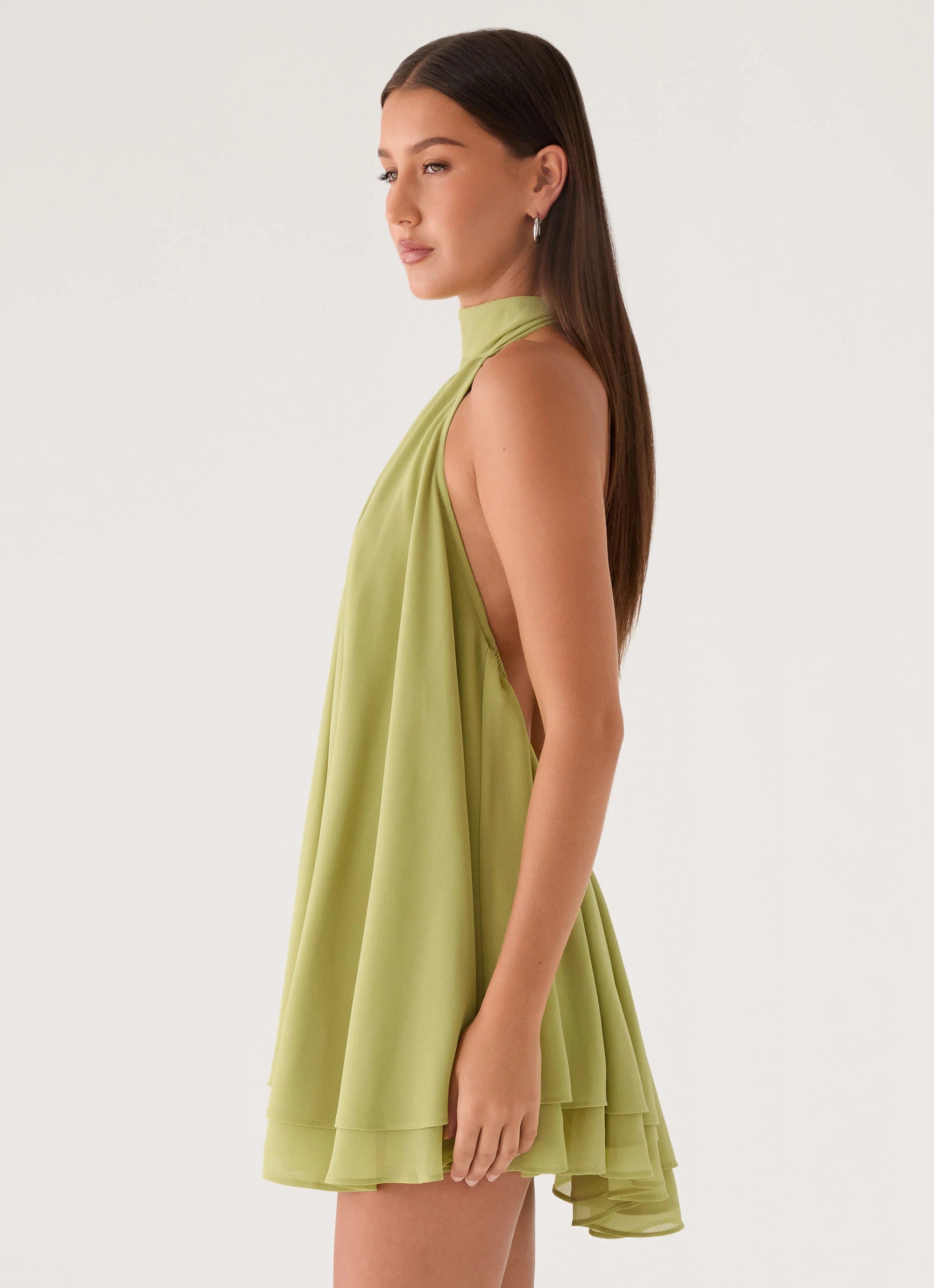 Lyrah Halter Mini Dress - Lime