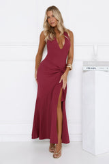 Pretty In Motion Halter Maxi Burgundy
