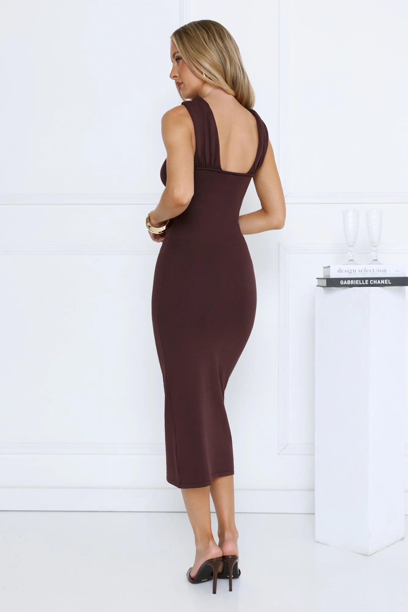 Gilded Nights Midi Dress Brown