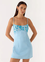 Zion Beaded Micro Mini Dress - Blue