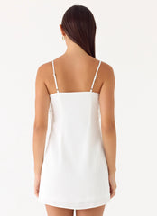 Siren Beaded Sequin Mini Dress - White
