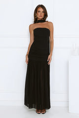 Soir茅e Glow Strapless Maxi Dress Black