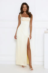 Headturner Energy Satin Maxi Dress Yellow