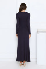 Sophisticated Silhouette Long Sleeve Maxi Dress Navy