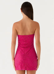Dangerous Kind Beaded Mini Dress - Hot Pink