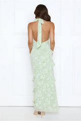 Scarlet Muse Halter Maxi Dress Green