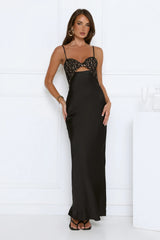 Signature Aura Satin Maxi Dress Black