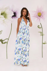 Garden Of Light Halter Maxi Dress Blue