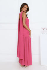 Soir茅e Glow Strapless Maxi Dress Pink