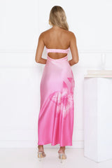 Lush Orchid Strapless Satin Maxi Dress Pink